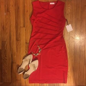 NWT Calvin Klein Sheath Dress- 6 Red